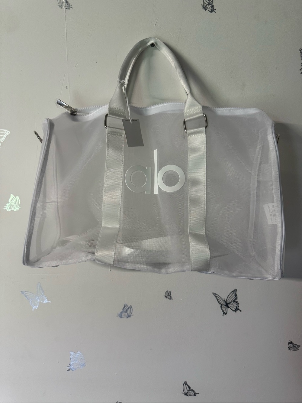 ALO Yoga Mesh Duffel Bag - White - Picture 2 of 7